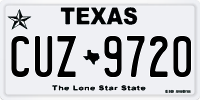 TX license plate CUZ9720