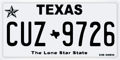 TX license plate CUZ9726