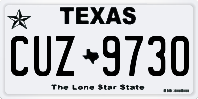 TX license plate CUZ9730