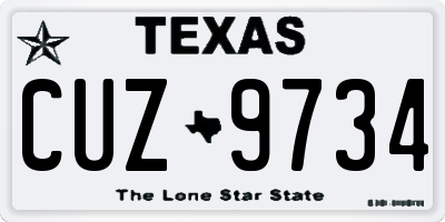 TX license plate CUZ9734