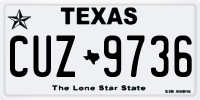 TX license plate CUZ9736