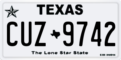 TX license plate CUZ9742