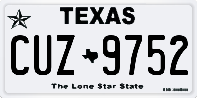 TX license plate CUZ9752