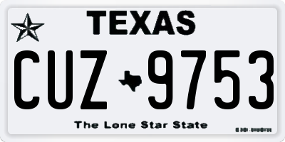 TX license plate CUZ9753