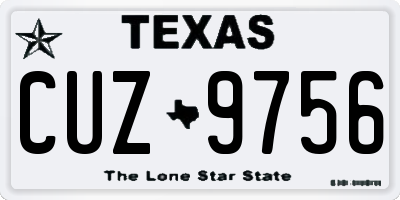 TX license plate CUZ9756