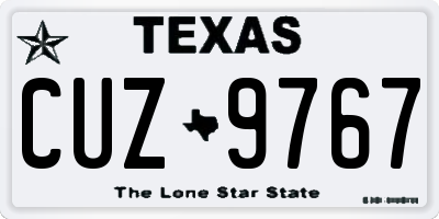 TX license plate CUZ9767
