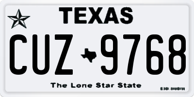 TX license plate CUZ9768