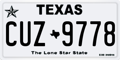 TX license plate CUZ9778
