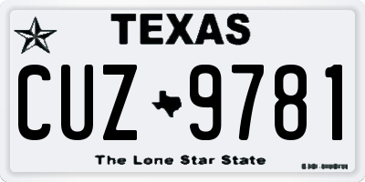 TX license plate CUZ9781