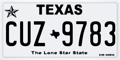 TX license plate CUZ9783