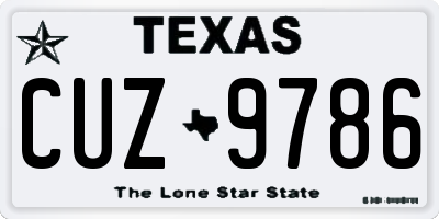 TX license plate CUZ9786