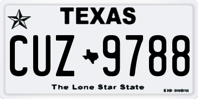 TX license plate CUZ9788