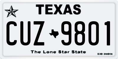 TX license plate CUZ9801