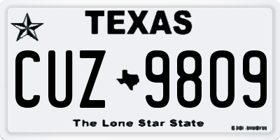 TX license plate CUZ9809
