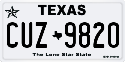TX license plate CUZ9820