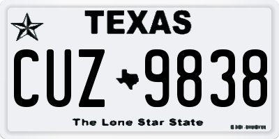 TX license plate CUZ9838