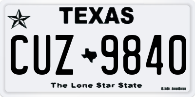 TX license plate CUZ9840