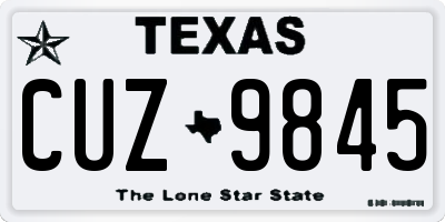 TX license plate CUZ9845