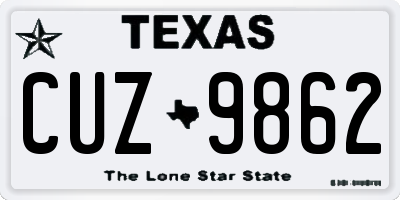 TX license plate CUZ9862