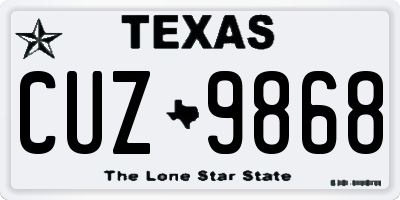 TX license plate CUZ9868