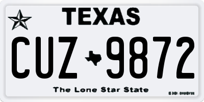 TX license plate CUZ9872