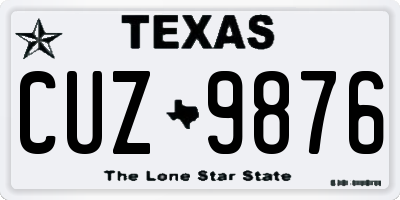 TX license plate CUZ9876