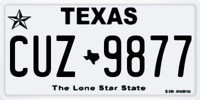 TX license plate CUZ9877