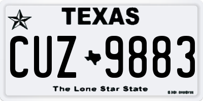 TX license plate CUZ9883