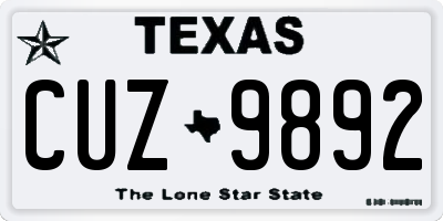TX license plate CUZ9892