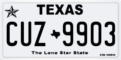 TX license plate CUZ9903