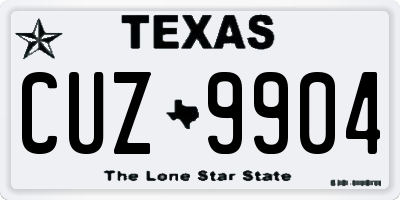 TX license plate CUZ9904
