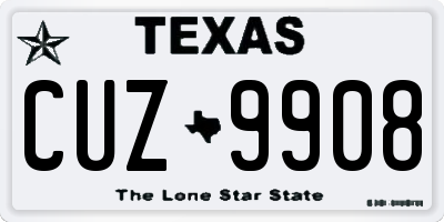 TX license plate CUZ9908