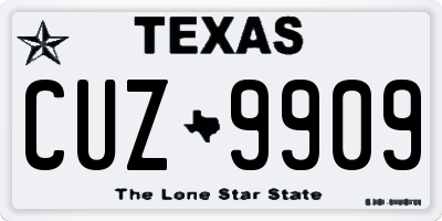 TX license plate CUZ9909