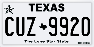 TX license plate CUZ9920