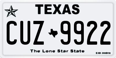 TX license plate CUZ9922