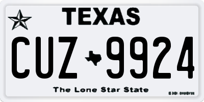 TX license plate CUZ9924