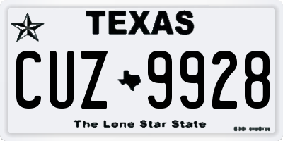 TX license plate CUZ9928