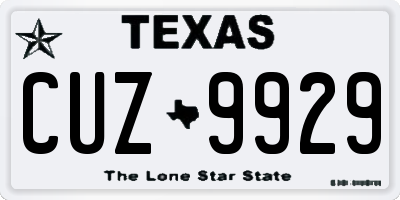 TX license plate CUZ9929