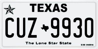TX license plate CUZ9930