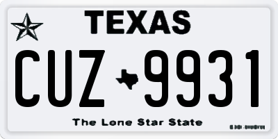 TX license plate CUZ9931