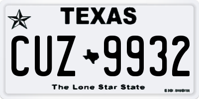TX license plate CUZ9932