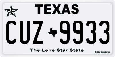 TX license plate CUZ9933