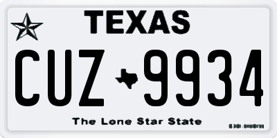 TX license plate CUZ9934
