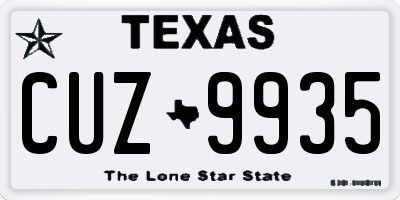 TX license plate CUZ9935
