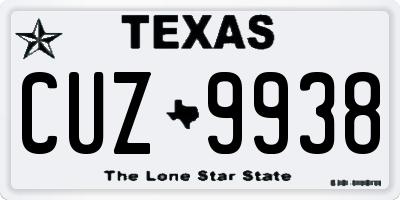 TX license plate CUZ9938