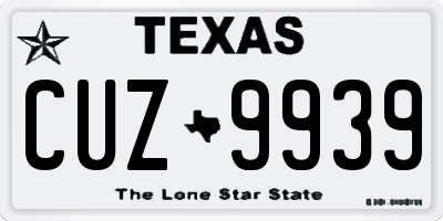 TX license plate CUZ9939