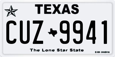 TX license plate CUZ9941
