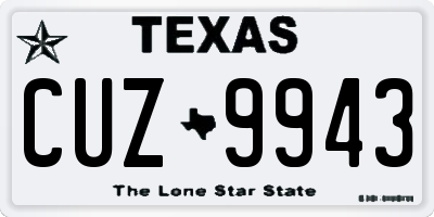 TX license plate CUZ9943
