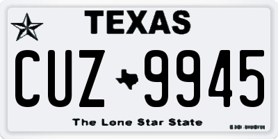 TX license plate CUZ9945