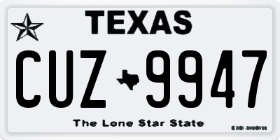 TX license plate CUZ9947